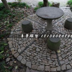 青石圆桌圆凳，公园桌椅石雕
