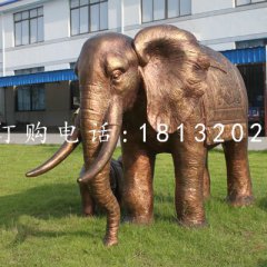 大象铜雕，公园动物雕塑