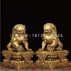 铜狮子，鎏金铜北京狮