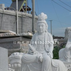 文殊菩萨石雕，汉白玉佛像