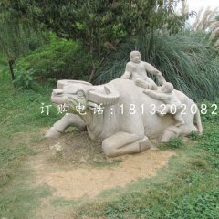 石雕牧童牛公园动物雕塑