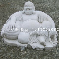 汉白玉弥勒佛雕塑坐式佛像石雕
