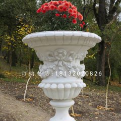 欧式花盆雕塑  汉白玉园林景观石雕