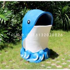 海豚造型垃圾桶雕塑，玻璃钢卡通垃圾桶