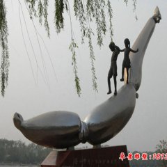 公园不锈钢大型莲藕雕塑