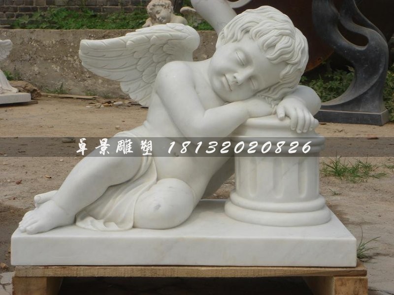 西方天使石雕，汉白玉天使雕塑