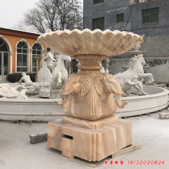 公园晚霞红大象喷泉雕塑