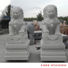 汉白玉传统北京狮雕塑