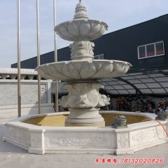 大理石双层欧式喷泉雕塑