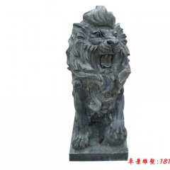 大理石欧式踩球狮子雕塑