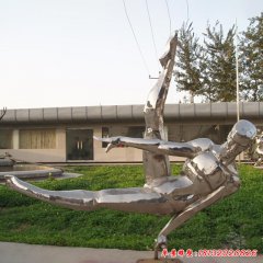 不锈钢鞍马运动人物雕塑