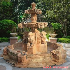 公园狮子喷泉石雕