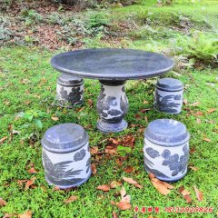 庭院公园凤凰牡丹圆形石桌凳