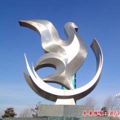 不锈钢大型抽象鸽子雕塑