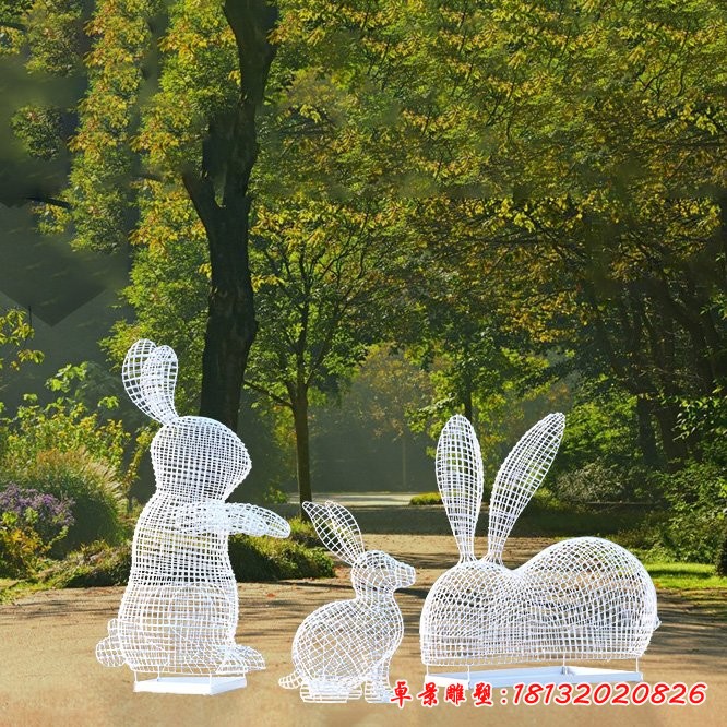 园林镂空兔子雕塑