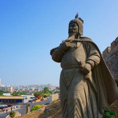 景区古代名人郑成功铜雕像