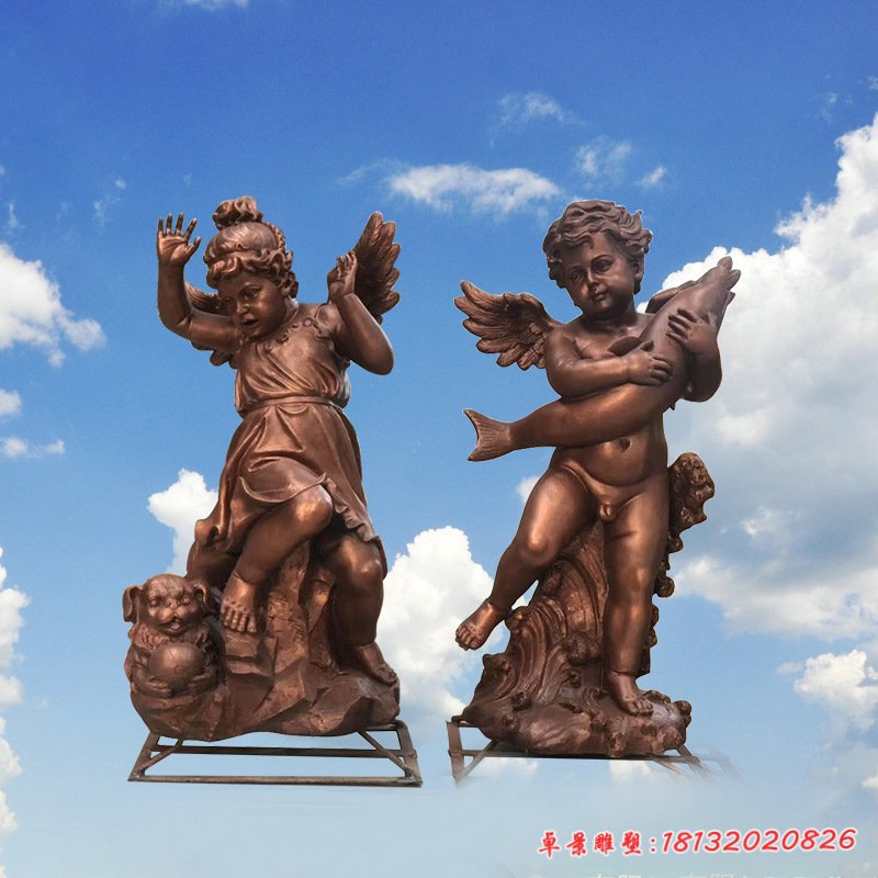 铜雕广场西方天使人物雕塑